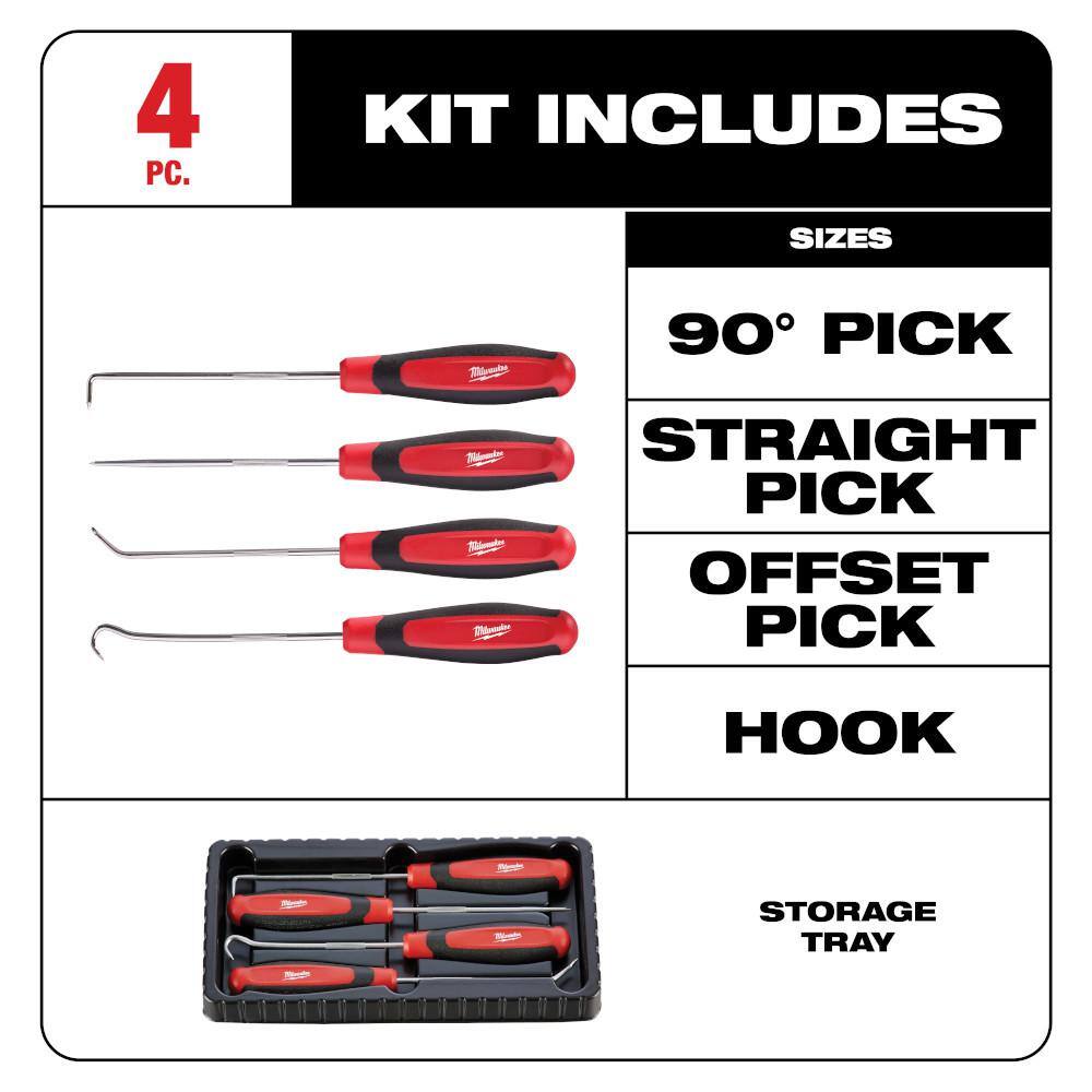 Milwaukee 3/8 in. Drive SAE/Metric Ratchet and Socket Mechanics Tool Set with Hook and Pick Set and Pry Bar Set (66-Piece) 48-22-9008-48-22-9214-48-22-9215