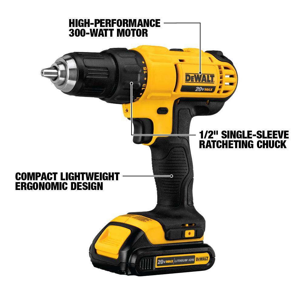 DEWALT 20V MAX Cordless 4 Tool Combo Kit with (2) 20V 1.5Ah Batteries and Charger DCK444C2