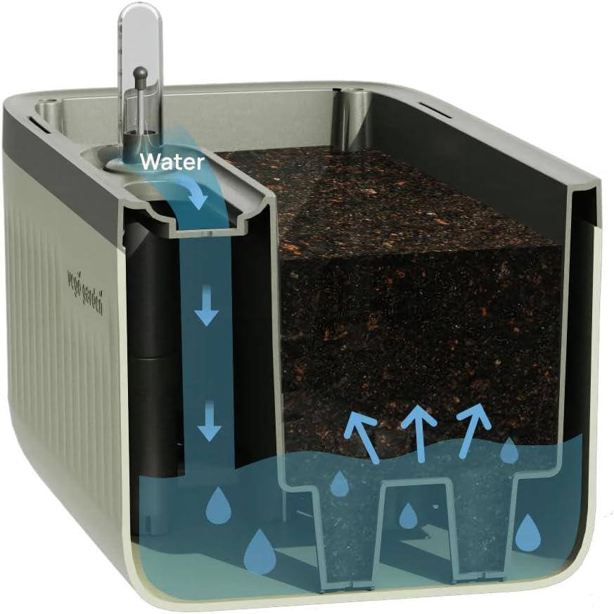 vego garden Herb Planter Box Recyclable Plastic with Trellis Self-Watering Rolling Raised Bed for Vegetables, Sage Green (2-Pack) VPHPGN-2