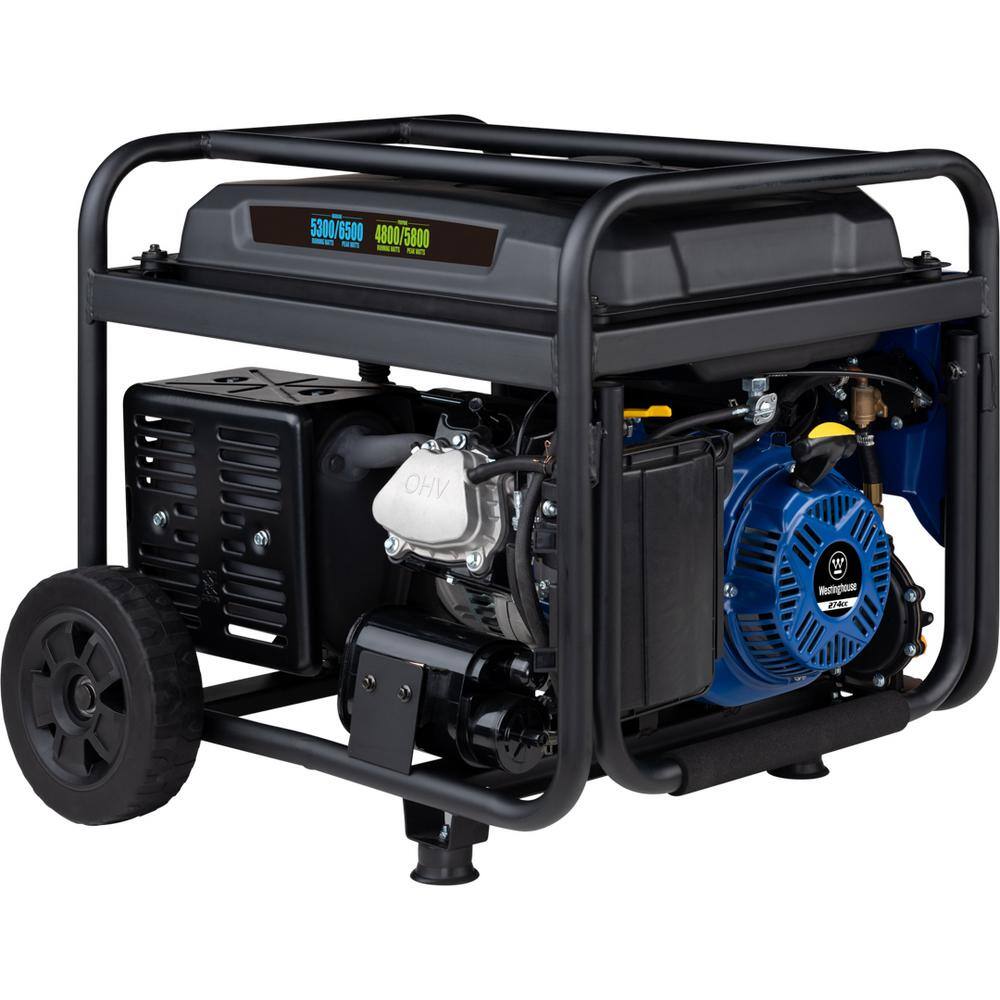 Westinghouse 6,500/5,300-Watt Dual Fuel Gas and Propane Powered Portable Generator with Digital Display, 30A 120/240V Outlet WGen5300DFcv