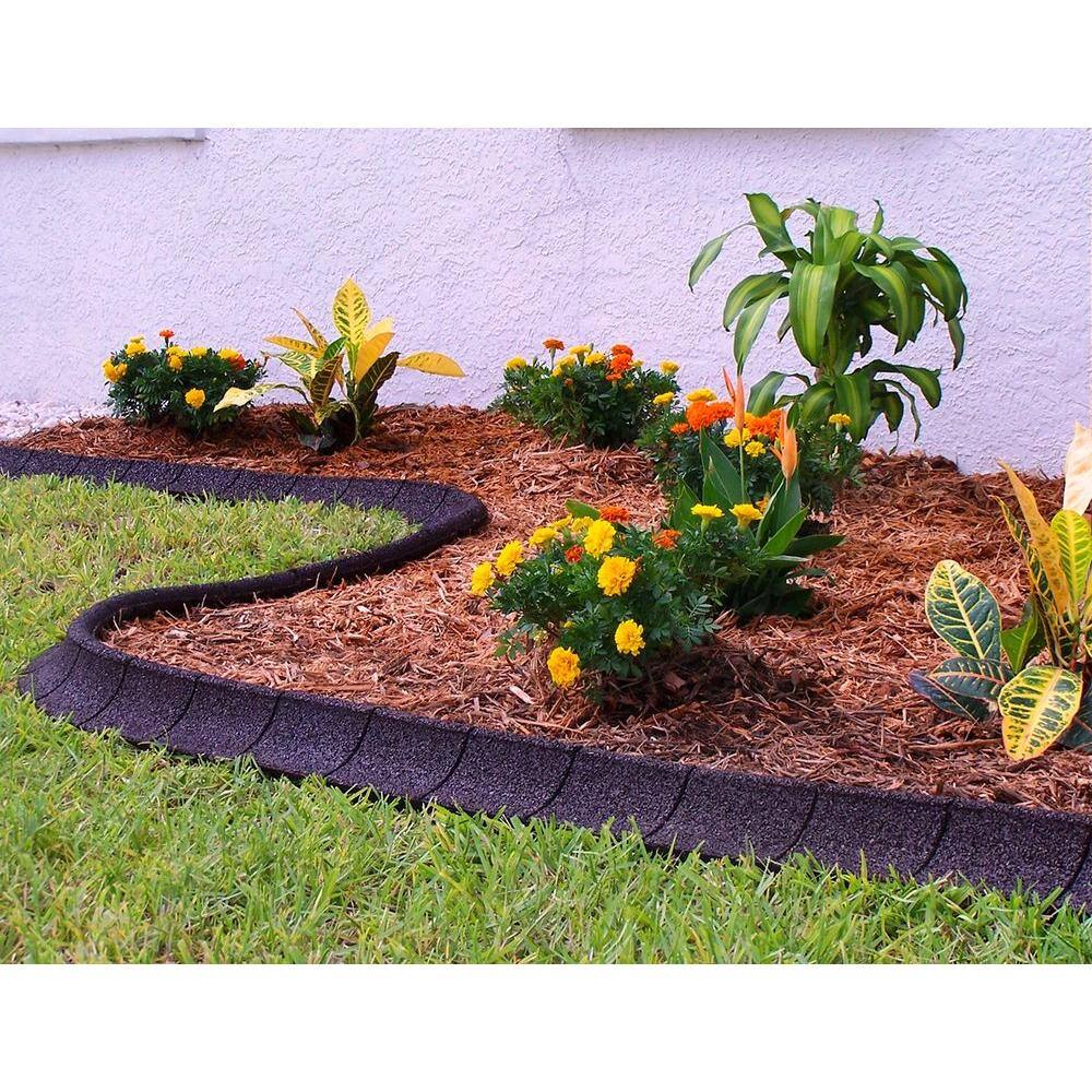 EcoBorder 4 ft. Brown Rubber Curb Landscape Edging (4-Pack) CURB-BRN-4PK