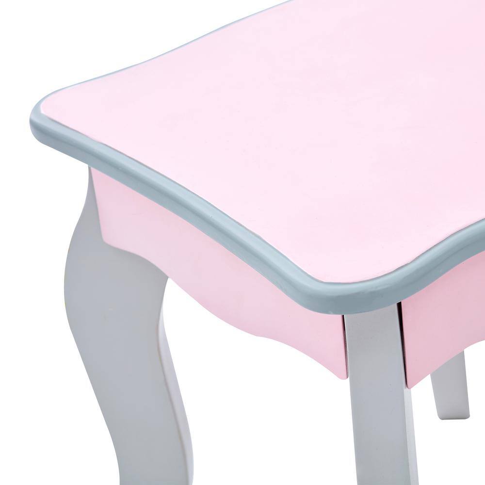 Teamson Kids Fantasy Fields Little Princess Rapunzel Play Vanity Set in Pink/Grey TD-12851A