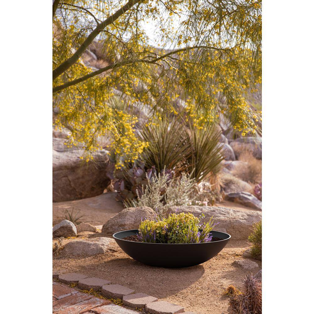 Veradek Lane Extra Large Black Plastic Round Bowl Planter with Drainage Holes (32 in. L x 32 in. W x 8 in. H) LBV32B