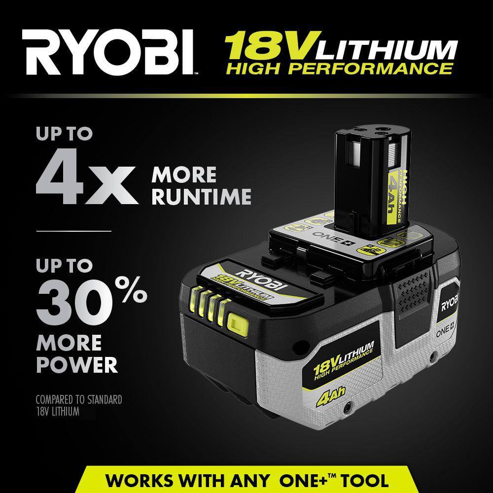RYOBI ONE+ 18V HIGH PERFORMANCE Kit w/ (2) 4.0 Ah Batteries, 2.0 Ah Battery, Charger, & ONE+ 4.0 Ah HP Battery (2-Pack) PSK108SB-PBP2004