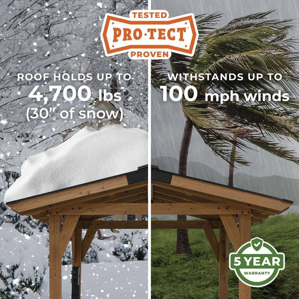 Backyard Discovery Granada 9 ft. x 10 ft. All Cedar Wood Grill Gazebo w/Outdoor Bar, Hard Top Steel Roof and Powder Coated Bar Countertops 2206090COM