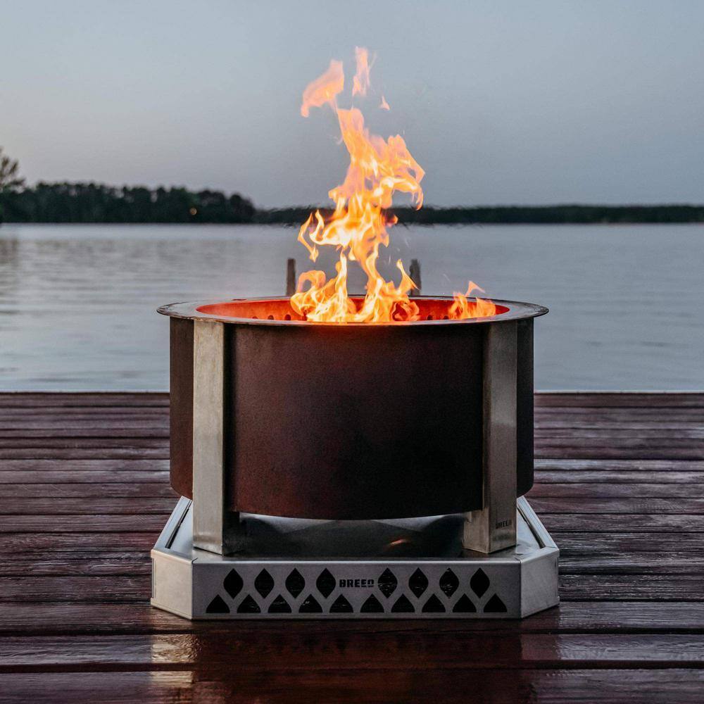 Breeo Base X24 (25.3 in.) Stainless Steel Fire Pit Stand - Compatible w/ X Series-Heat-Resistant and Secure for Deck and Patio BR-XS24-SSBA