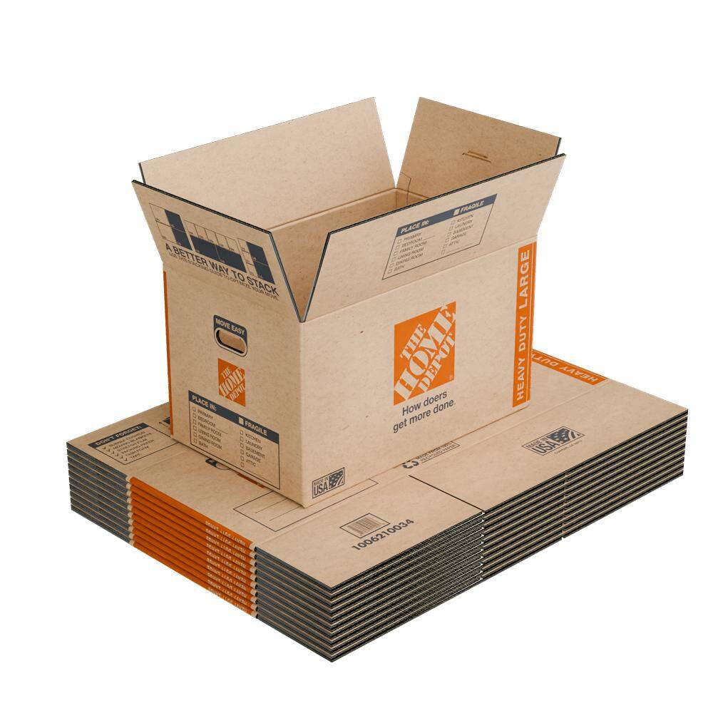 The Home Depot 26 in. L x 16 in. W x 15 in. D Heavy-Duty Large Moving Shipping and Packing Box with Handles (40-Pack) HDLRGBOX40
