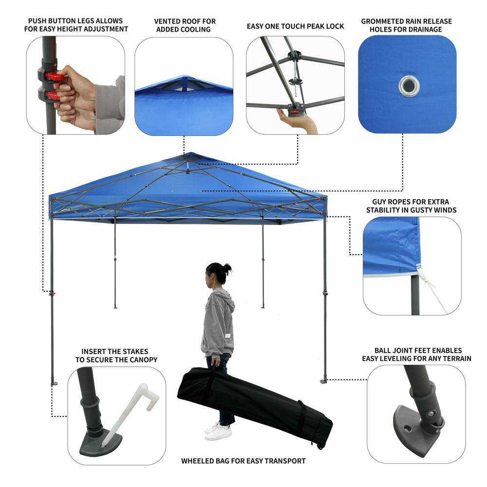 Everbilt 10 ft. x 10 ft. Blue Instant Canopy Pop Up Tent NS CLIA 100-B