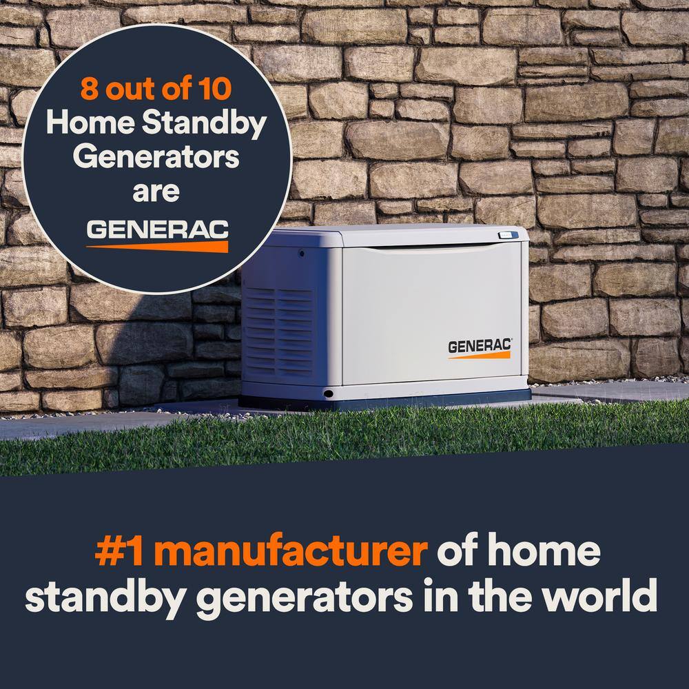 Generac 26,000 Watt - Dual Fuel Air- Cooled Whole House Home Standby Generator, Smart Home Monitoring 7290