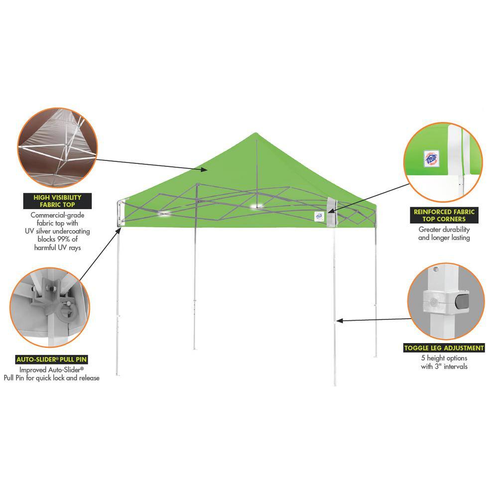 E-Z UP Pyramid Series 10 ft. x 10 ft. White Instant Canopy Pop Up Tent with Roller Bag PR3WH10WH