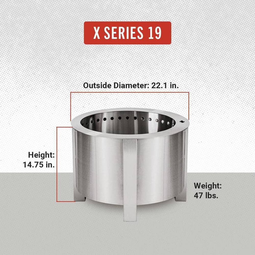 Breeo X Series 19-Smokeless Fire Pit, Heavy-Gauge Steel Material, Compatible with Cooking and Grilling - Stainless Steel BR-X19S