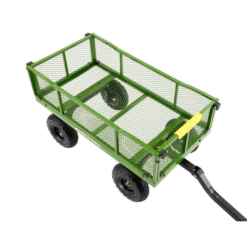 GORILLA CARTS 4 cu. ft., 900 lbs. Heavy-Duty Steel Utility Garden Cart, 4 cu. ft., 10 in. Pneumatic Tires, 2-in-1 Pull or Tow Handle GCG-9004T