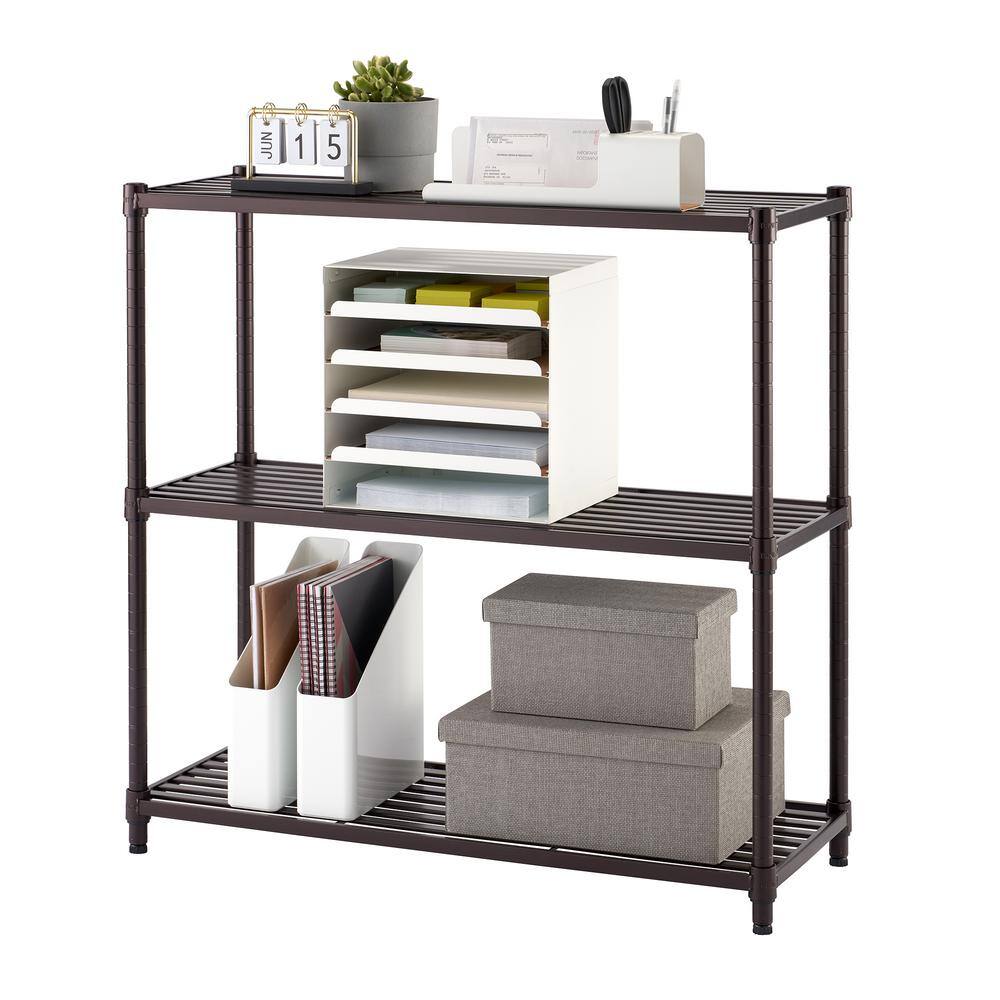 TRINITY Bronze 3-Tier Decorative Shelving Unit (36 in. W x 35 in. H x 14 in. D) TBFPBR-2501