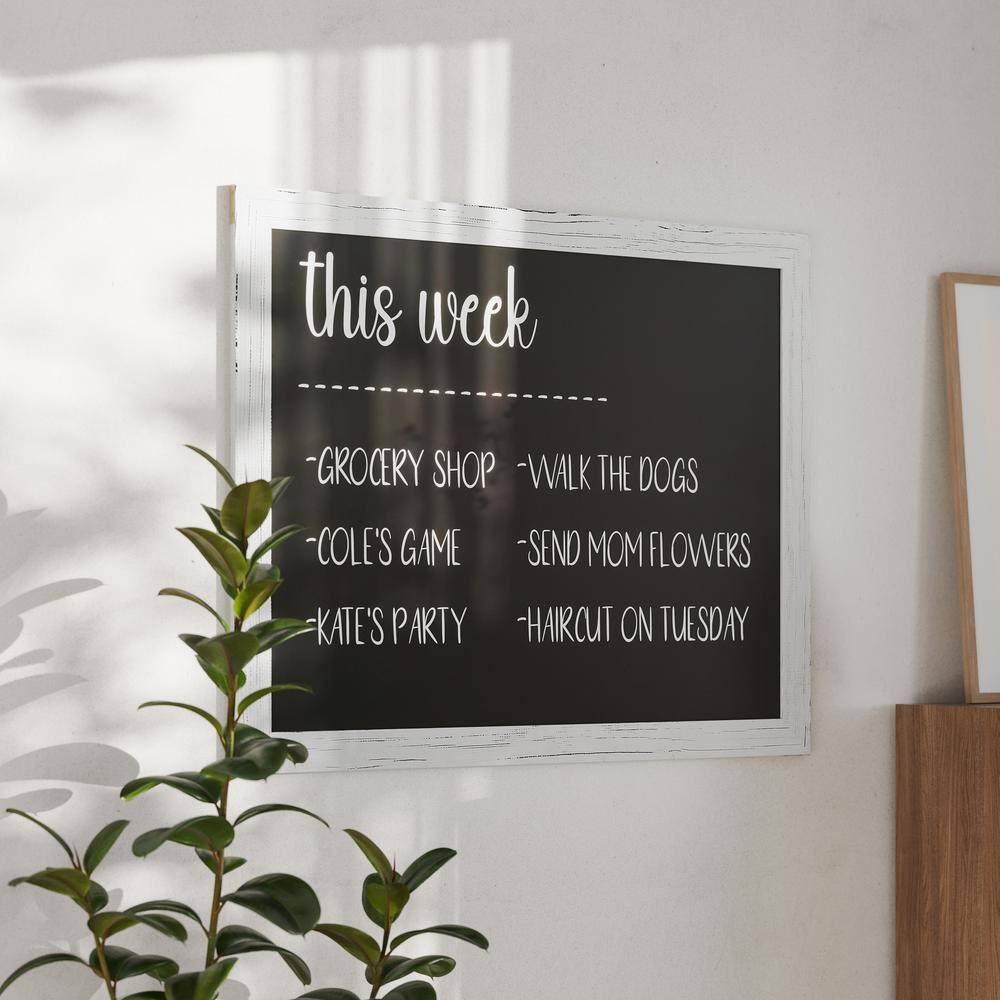 Carnegy Avenue White Washed 32 in. W x 46 in. L Magnetic Wall Mounted Chalkboard CGA-HGW-525574-WH-HD