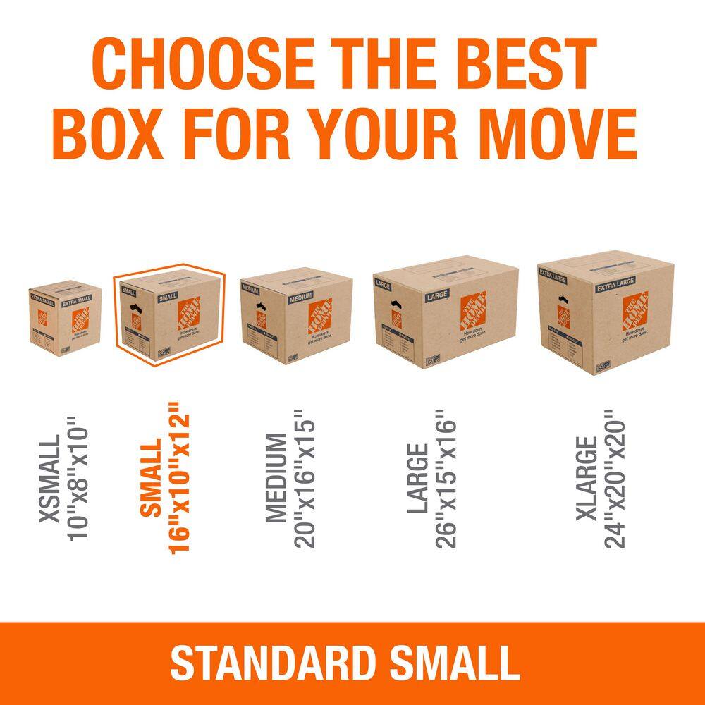 The Home Depot 16 in. L x 10 in. W x 12 in. D Small Moving Shipping and Packing Box with Handles (50-Pack) SMBOX50