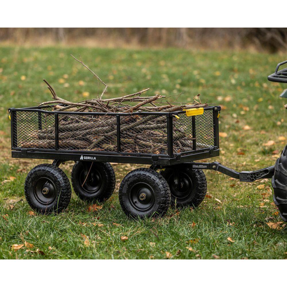 GORILLA CARTS 1,200 lb. Heavy-Duty Steel Utility Garden Cart, 6 cu. ft. Capacity, 13 in. Pneumatic Wheels, 2-in-1 Pull or Tow Handle GCG-1200