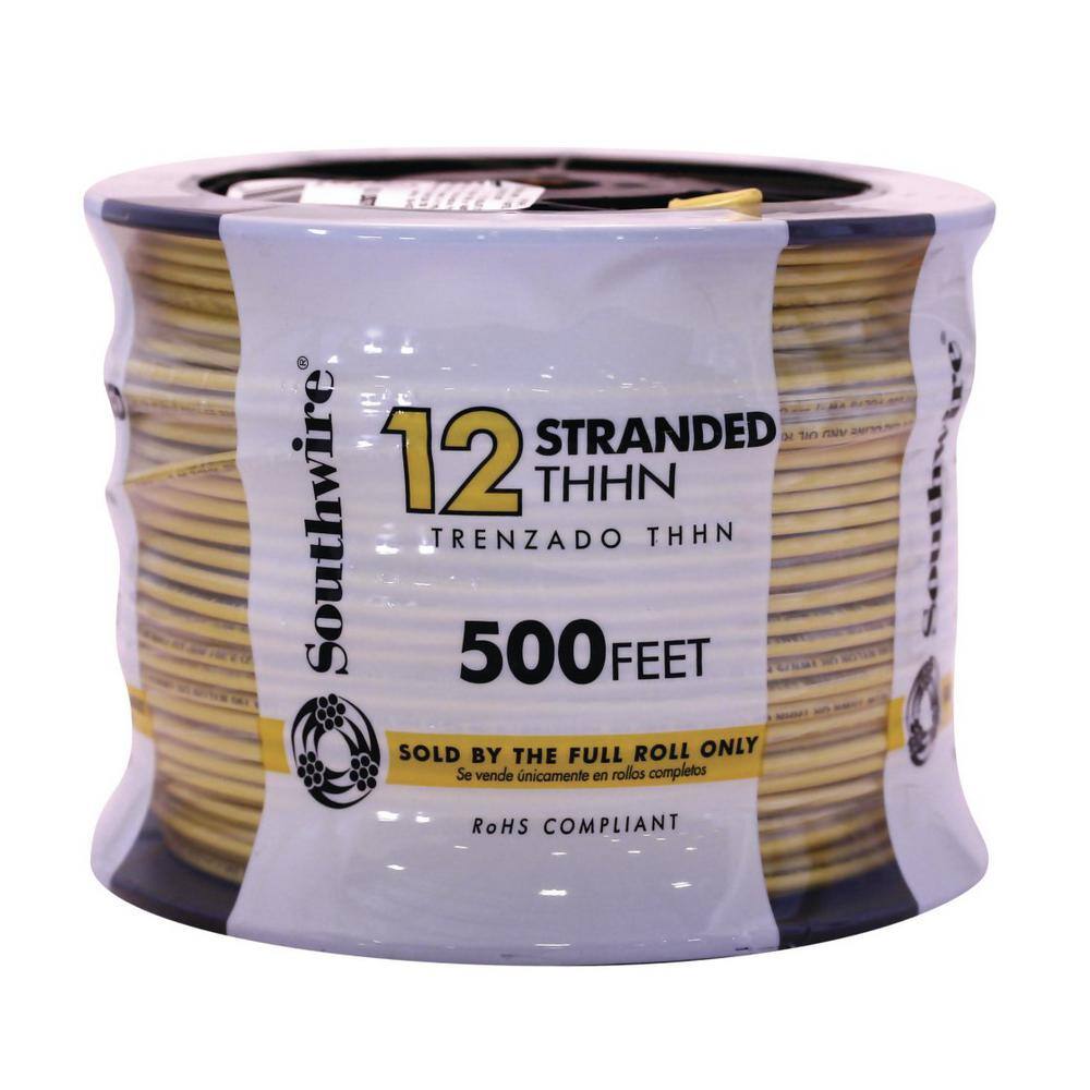 Southwire 500 ft. 12-Gauge Yellow Stranded CU THHN Wire 22969058