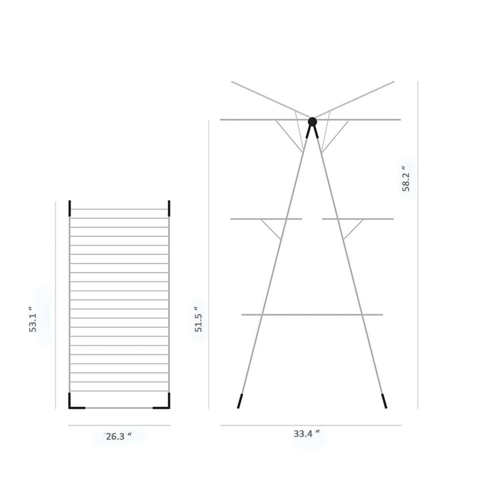 Brabantia 76 ft. (23m) W 33.5 in. x H 51.6 in. Tower Clothes Drying Rack in Metallic Gray 476648