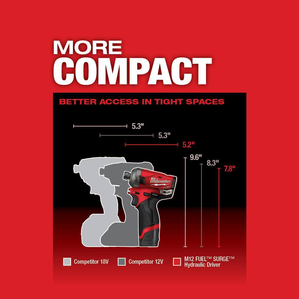 Milwaukee M12 FUEL SURGE 12V Lithium-Ion Brushless Cordless 1/4 in. Hex Impact Driver (Tool-Only) 2551-20