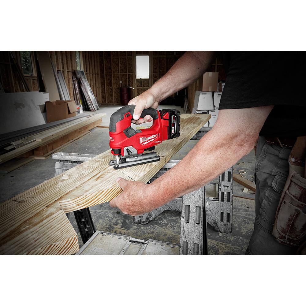 Milwaukee M18 FUEL 18-Volt Lithium-Ion Brushless Cordless Jig Saw with M18 5.0 Ah Battery 2737-20-48-11-1850