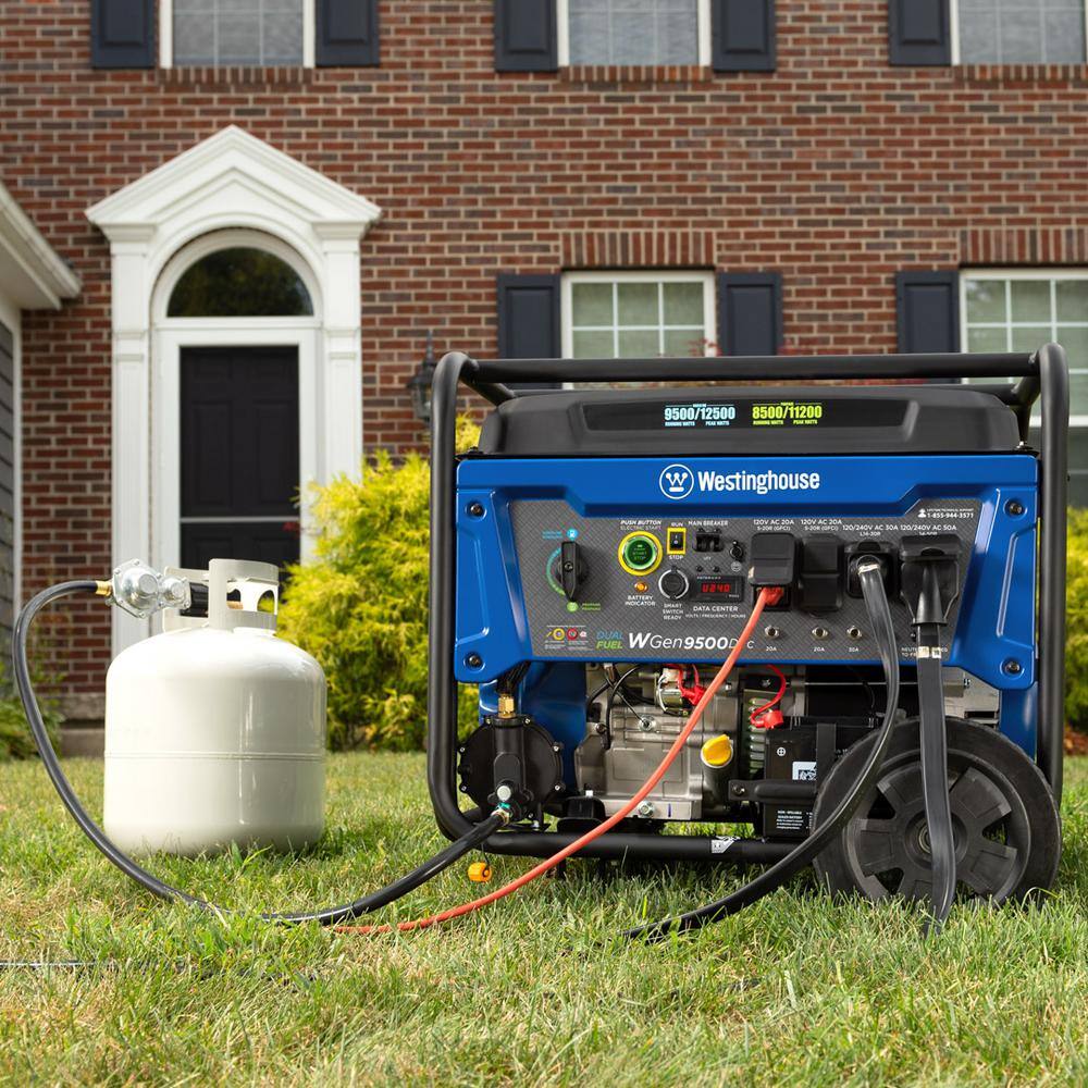 Westinghouse 12,500/9,500-Watt Dual Fuel Gas and Propane Powered Portable Generator with Remote Electric Start, 50 Amp Outlet WGen9500DFc