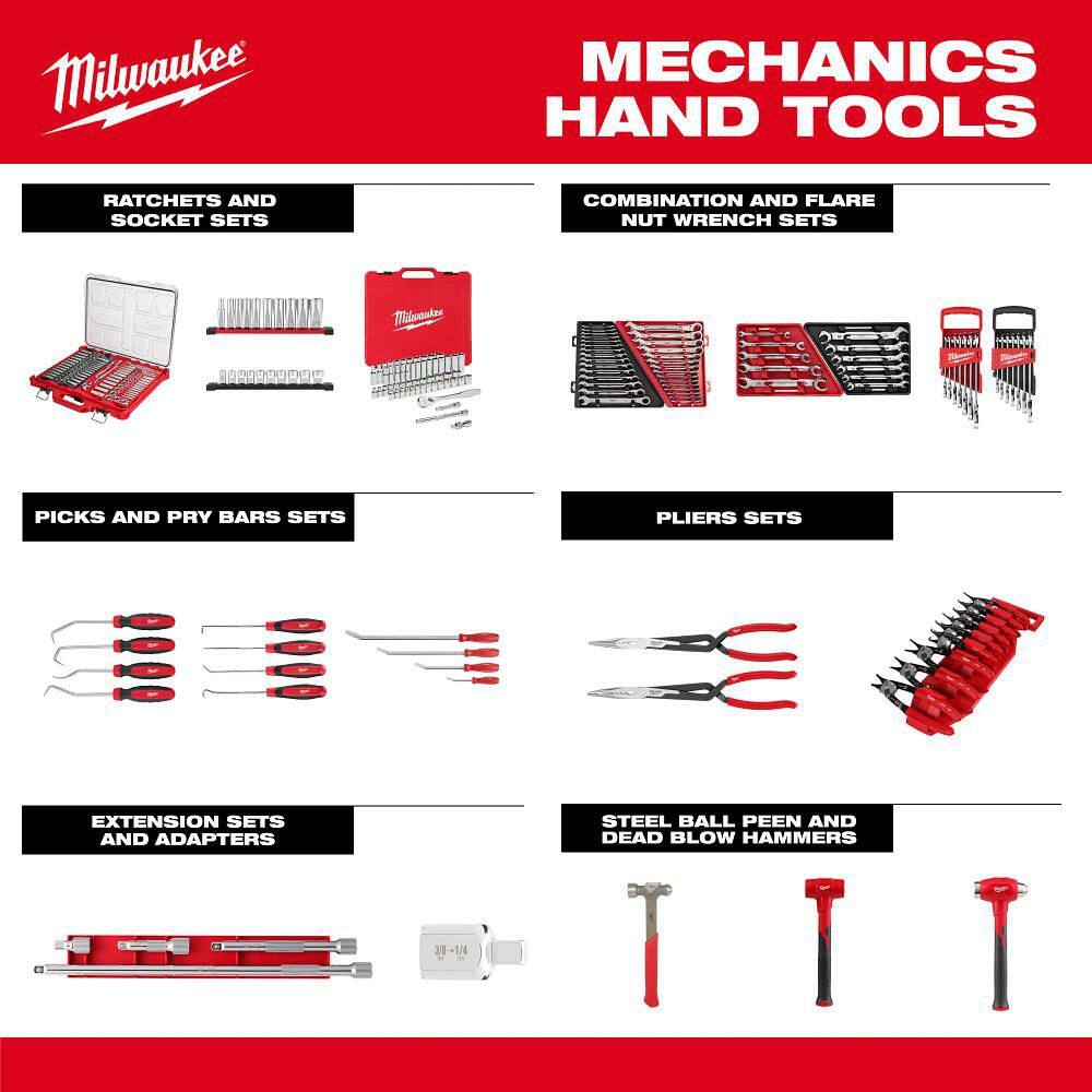 Milwaukee 1/4 in. and 3/8 in. and 1/2 in. Drive SAE/Metric Ratchet and Socket Mechanics Tool Set (153-Piece) 48-22-9008-48-22-9010-48-22-9004