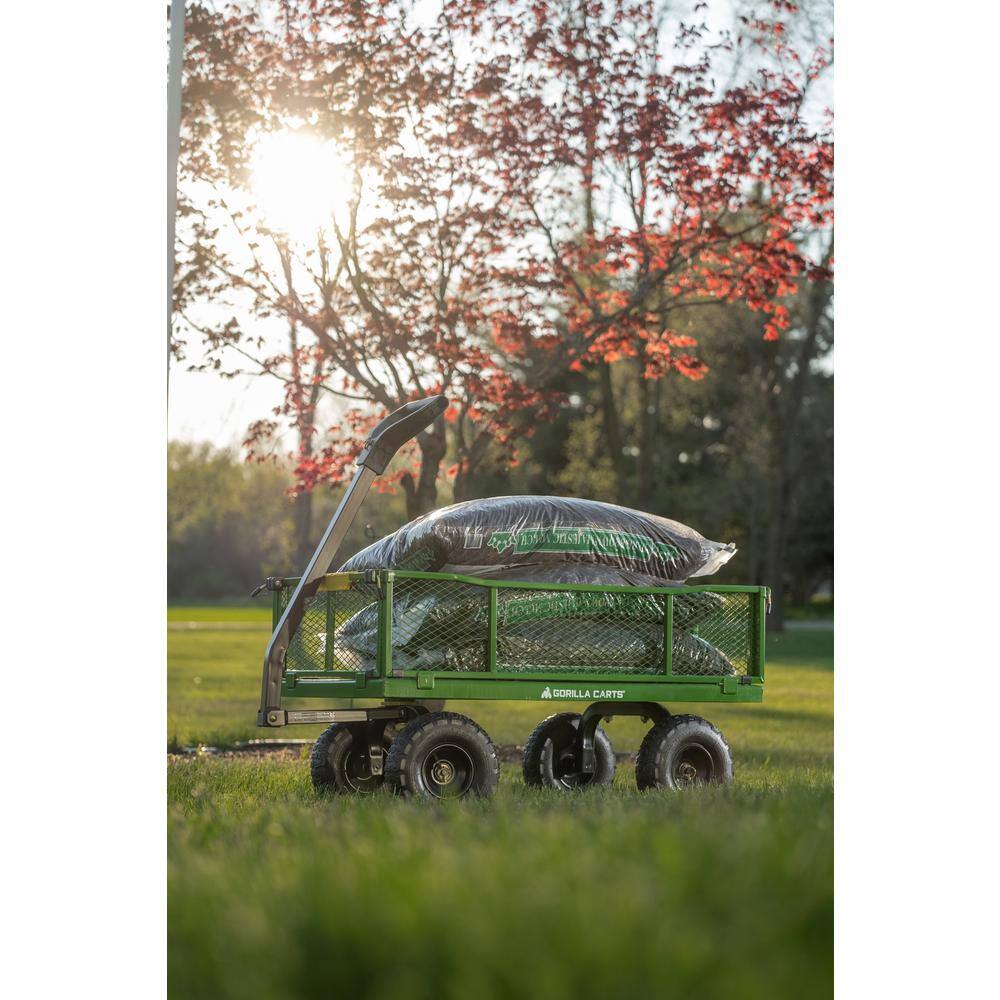 GORILLA CARTS 4 cu. ft., 900 lbs. Heavy-Duty Steel Utility Garden Cart, 4 cu. ft., 10 in. Pneumatic Tires, 2-in-1 Pull or Tow Handle GCG-9004T