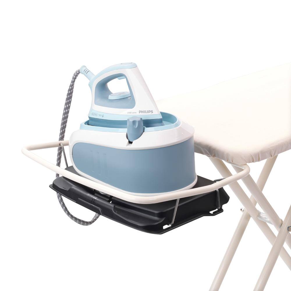 Brabantia Ironing Board C with Foldable Steam Unit Holder, Linen Rack, Perfectflow Bubbles Cover and White Frame 103445