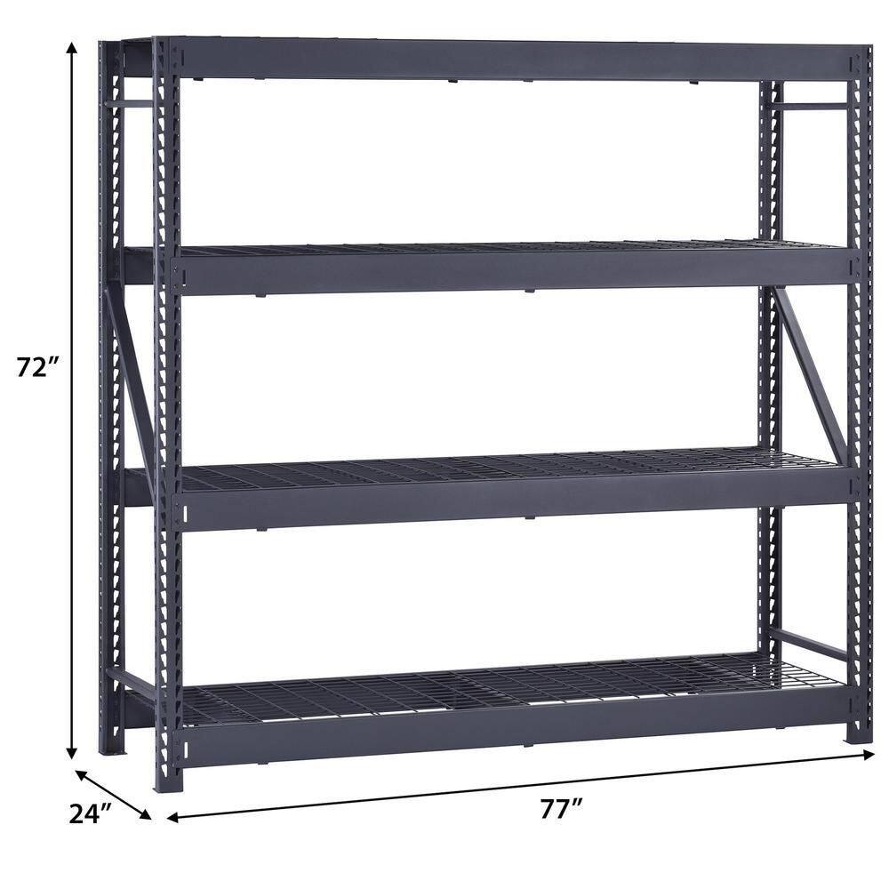 Husky 4-Shelf Metal Industrial Duty Freestanding Garage Storage Shelving Unit in Black (77 in. W x 72 in. H x 24 in. D) N2W772472W4B