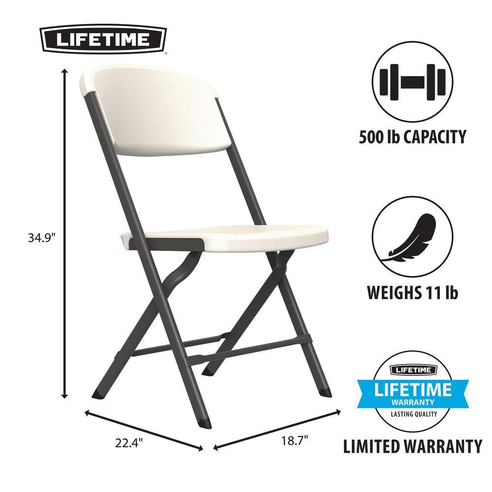Lifetime Almond Resin Contoured Seat Commercial Grade Office Folding Chair (Set of 4) 81157