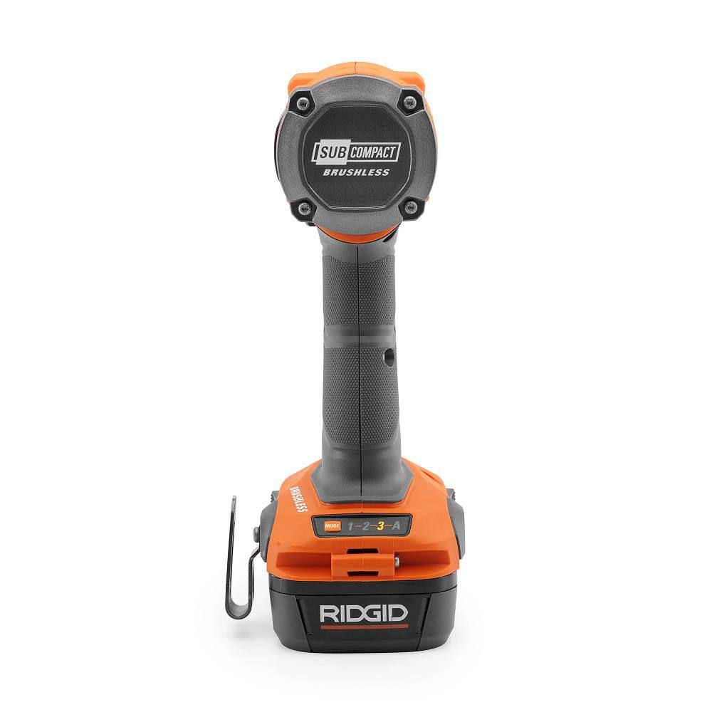 RIDGID 18V (2) 4.0 Ah Batteries and Charger Kit with 18V Brushless SubCompact 3/8 in. Impact Wrench AC93044SBN-R872071B