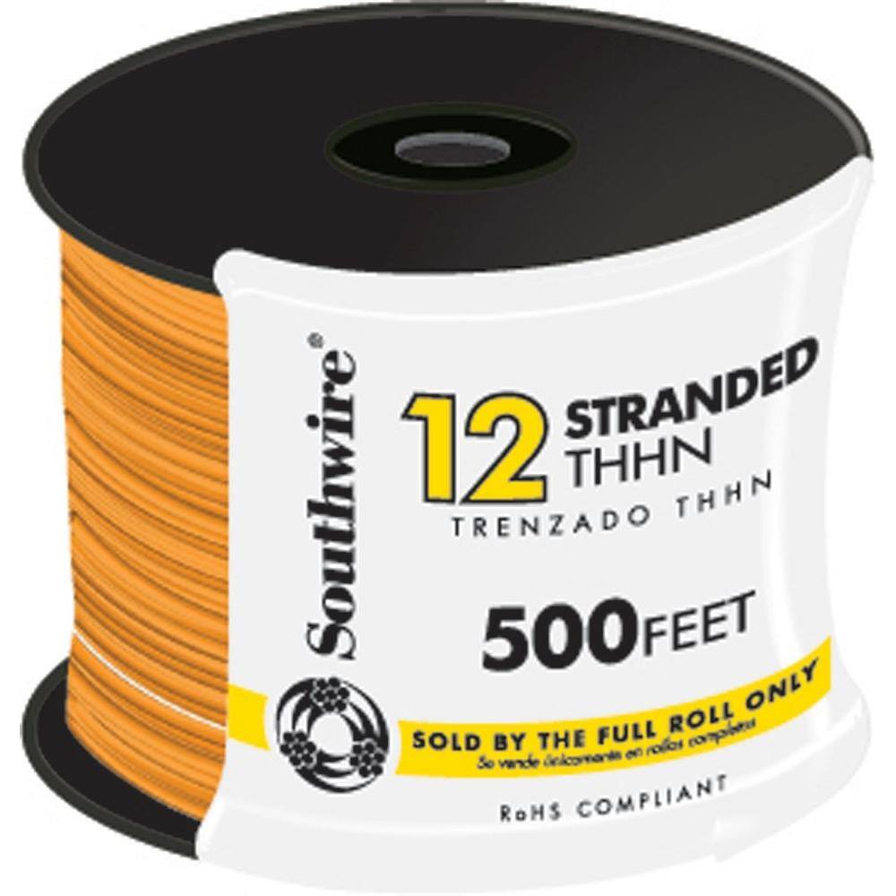 Southwire 500 ft. 12 Orange Stranded CU THHN Wire 22970858