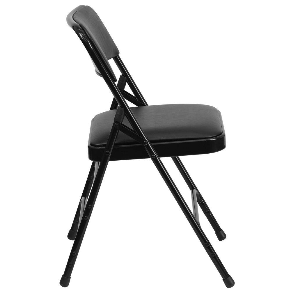 Carnegy Avenue Black Vinyl/Black Frame Metal Folding Chair (4-Pack) CGA-HF-15293-BL-HD