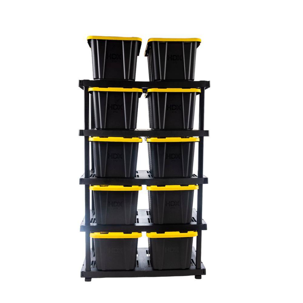 HDX 5 Tier Plastic Adjustable Garage Storage Shelving Unit in Black (48 in. W x 75 in. H x 24 in. D) 999-9324BB5