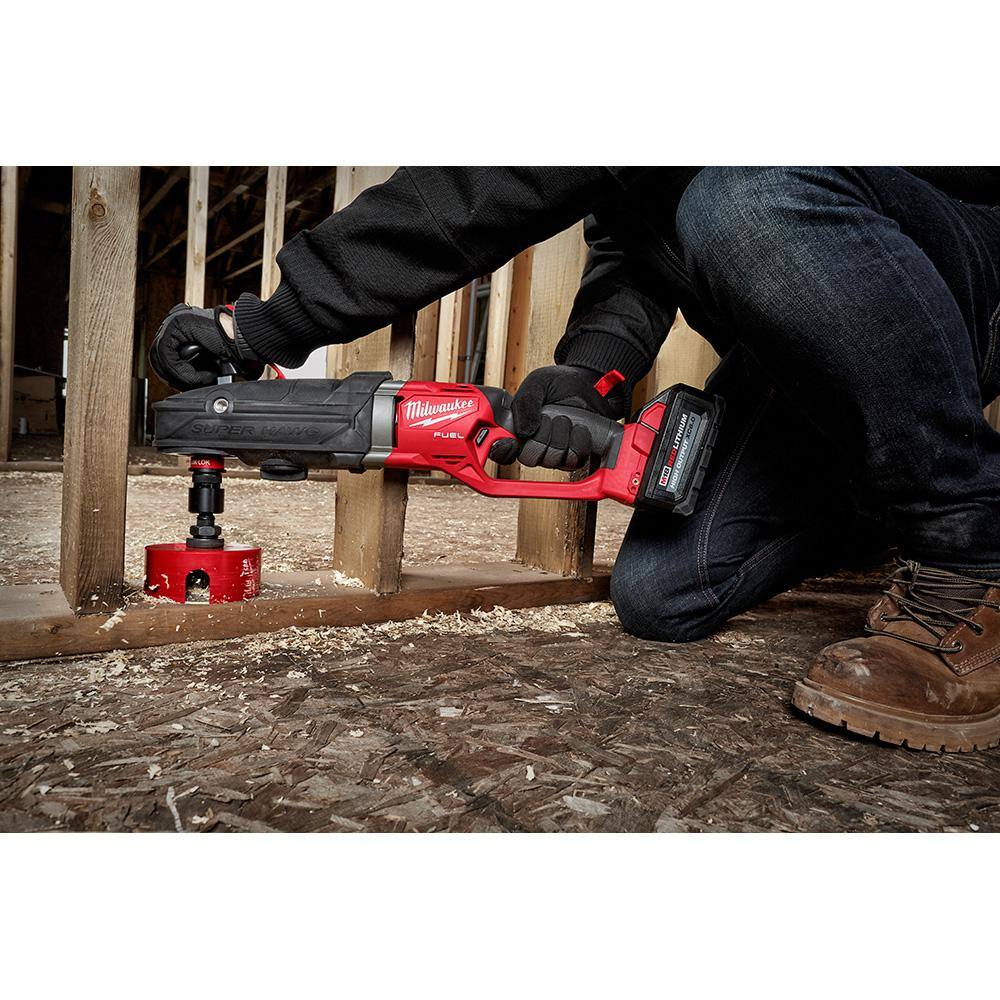 Milwaukee M18 FUEL 18-Volt Lithium-Ion Brushless Cordless GEN 2 SUPER HAWG 7/16 in. Right Angle Drill with M18 FUEL Hackzall 2811-20-2719-20