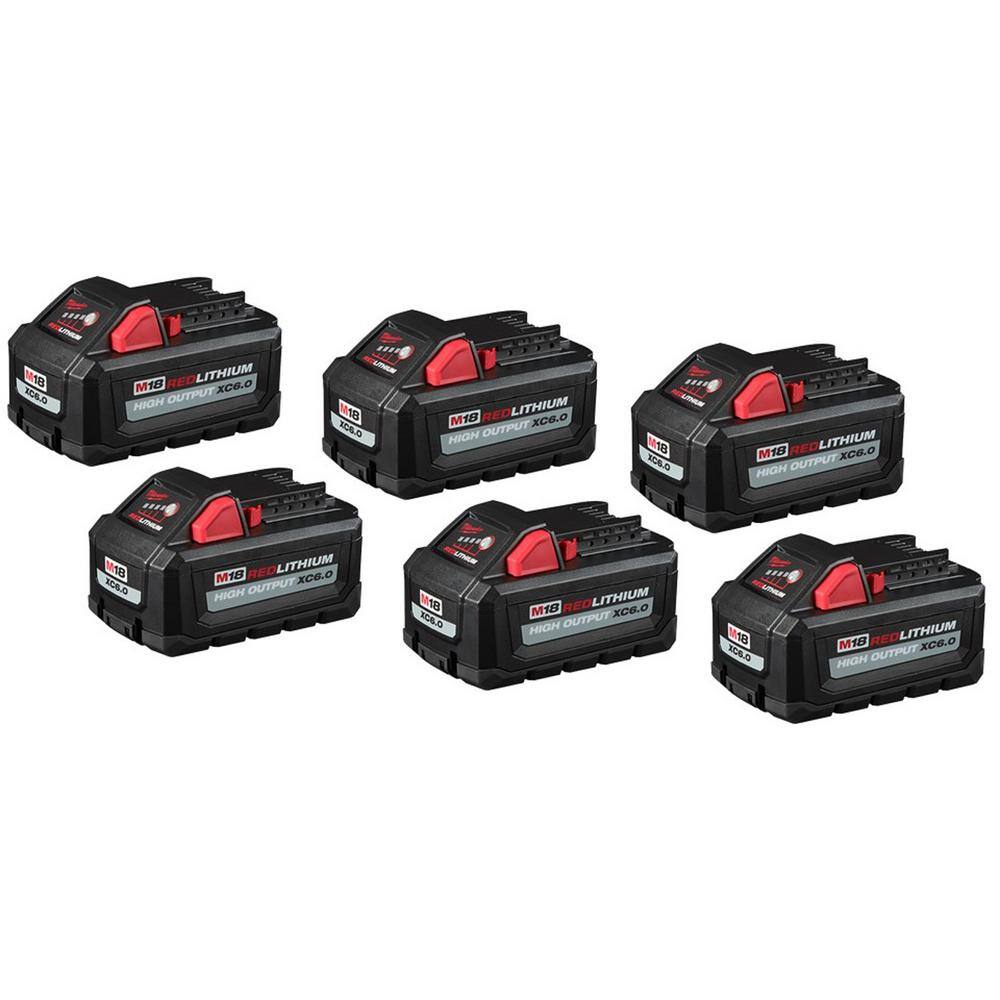 Milwaukee M18 18-Volt Lithium-Ion High Output 6.0Ah Battery Pack (6-Pack) 48-11-1862-x3