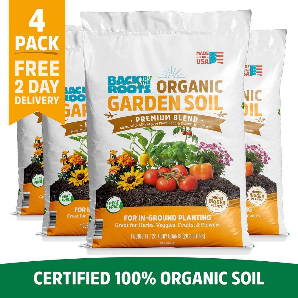 Back to the Roots Organic Garden Soil (4 1 cu.ft. Bags ) 47075-DS