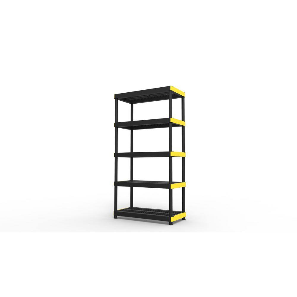 HDX 5-Tier Easy Assembly Multi-purpose Plastic Garage Storage Shelving Unit in Black (36 in. W x 74 in. H x 18 in. D) 241592