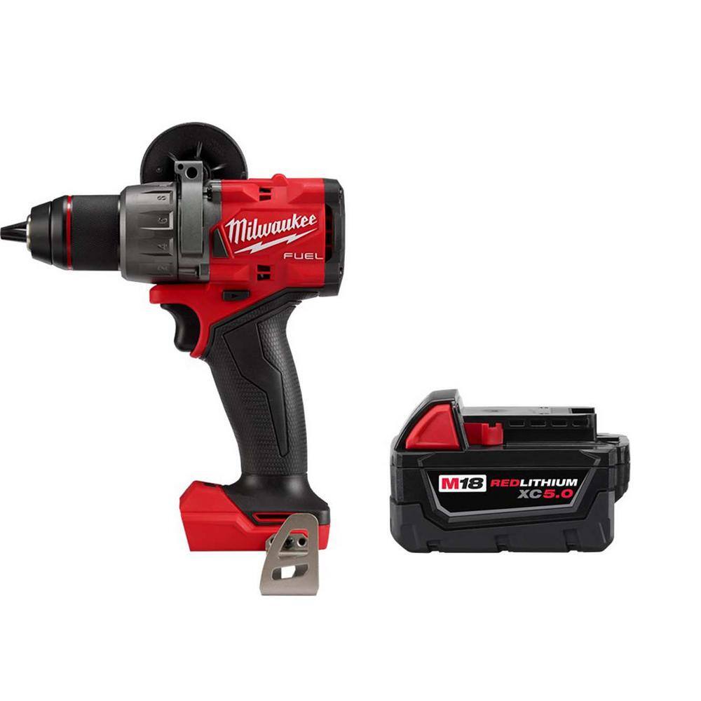 Milwaukee M18 FUEL 18V Lithium-Ion Brushless Cordless 1/2 in. Drill/Driver with XC 5.0 Ah Battery 2903-20-48-11-1850