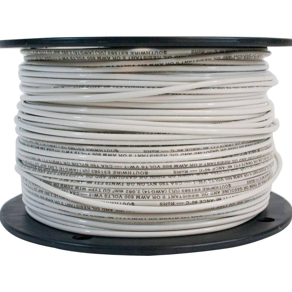 Southwire 500 ft. 14-Gauge White Stranded CU THHN Wire 22956758