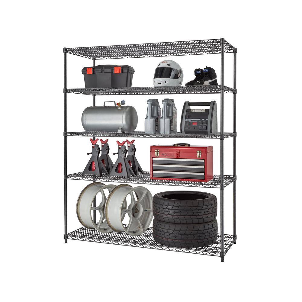 TRINITY PRO Black 5-Tier Steel Wire Garage Storage Shelving Unit (72 in. W x 72 in. H x 24 in. D) TBFPBA-0948