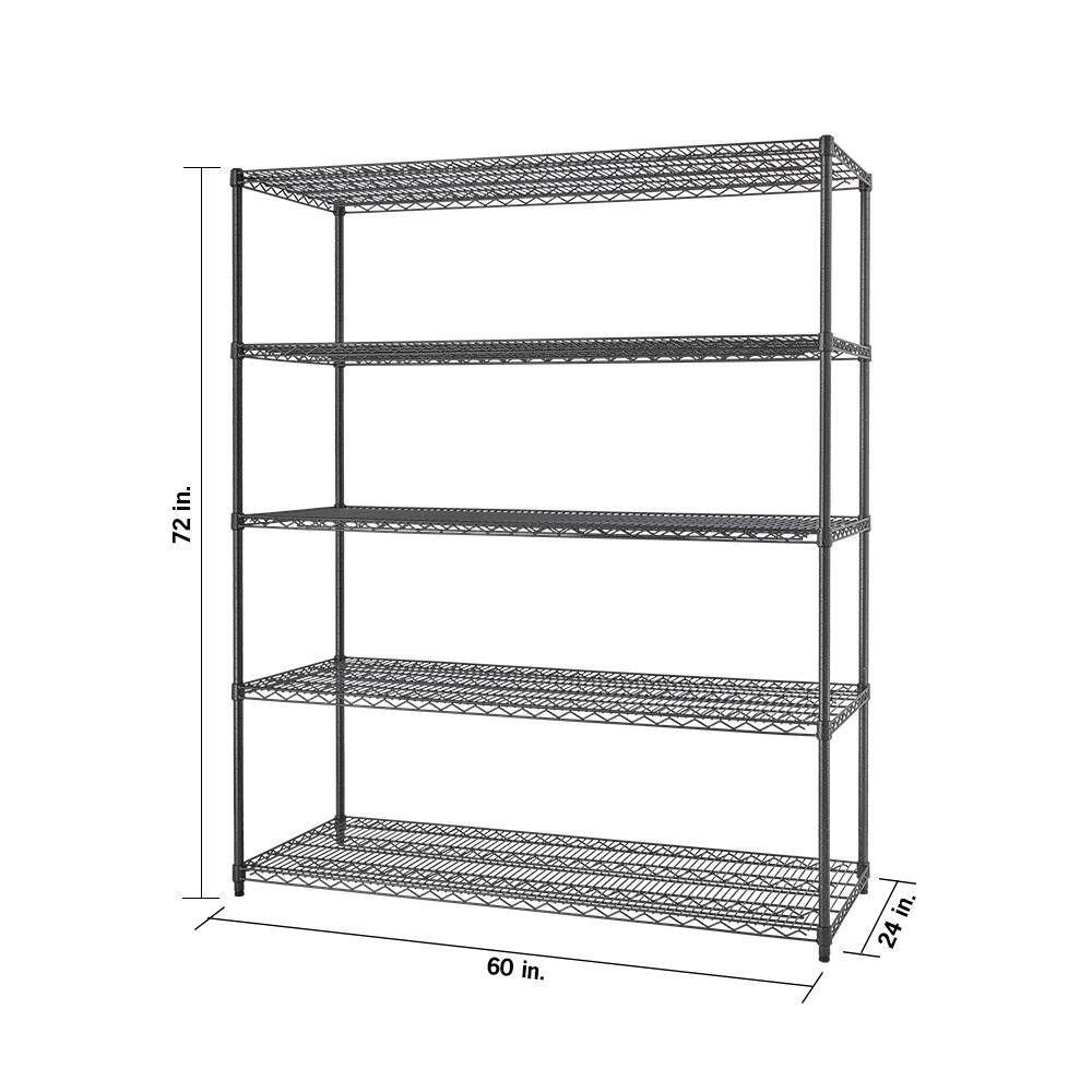 TRINITY PRO Black 5-Tier Steel Wire Garage Storage Shelving Unit (72 in. W x 72 in. H x 24 in. D) TBFPBA-0948