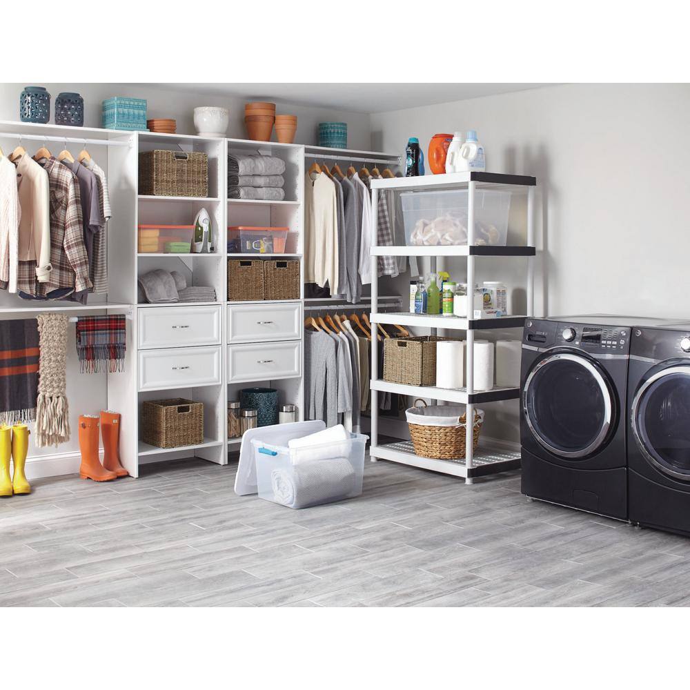 HDX 5-Tier Easy Assembly Multi-purpose Plastic Garage Storage Shelving Unit in Gray (36 in. W x 72 in. H x 18 in. D) 127932