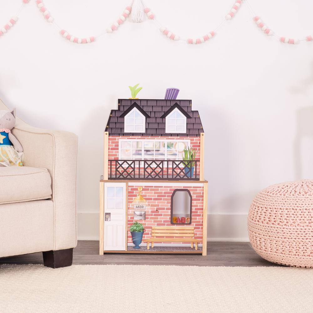 KidKraft Bella View Wooden Dollhouse with Rooftop Deck and 31 Accessories 20638