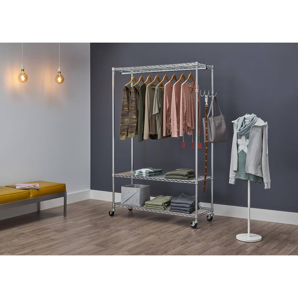 TRINITY Chrome Steel Clothes Rack 48 in. W x 75.5 in. H TBFZ-2707