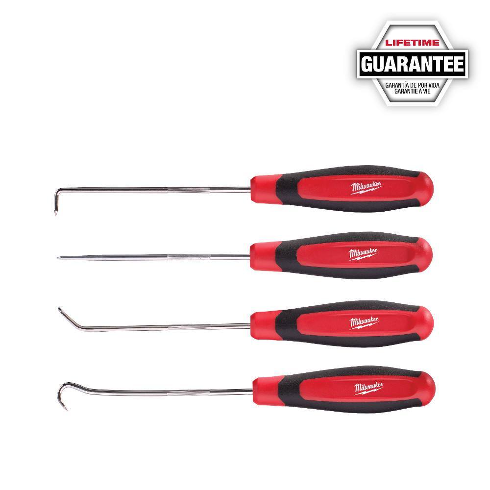 Milwaukee 3/8 in. Drive SAE/Metric Ratchet and Socket Mechanics Tool Set with Hook and Pick Set and Pry Bar Set (66-Piece) 48-22-9008-48-22-9214-48-22-9215