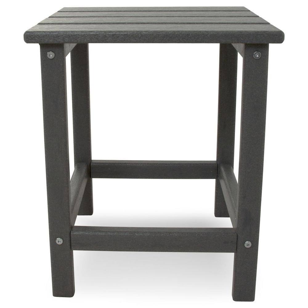 POLYWOOD Long Island 18 in. Slate Grey Patio Side Table ECT18GY