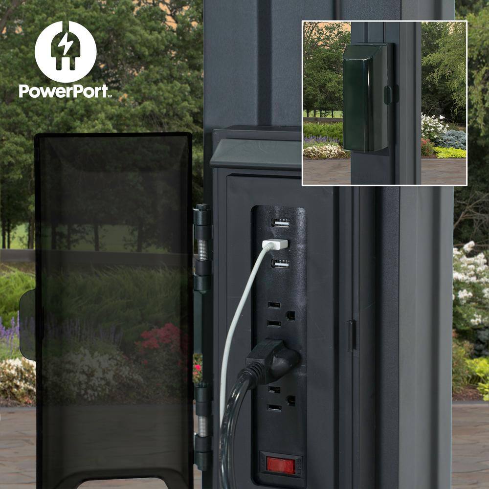 Backyard Discovery Stratford 14 ft. x 10 ft. Black Steel Traditional Pergola with Sail Shade Soft Canopy 2105058COM