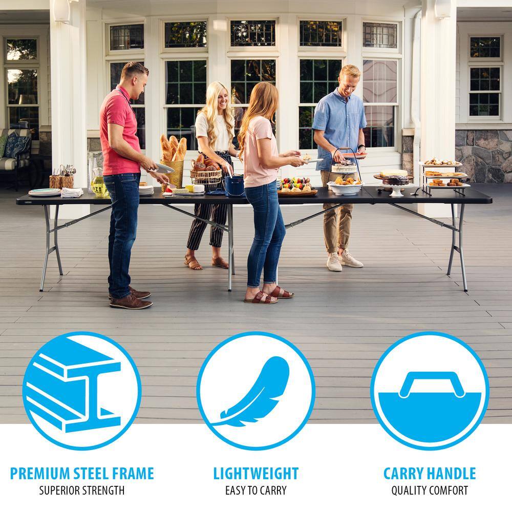 Lifetime 72 in. L Rectangle Black Resin Top Fold-In-Half Table 80788