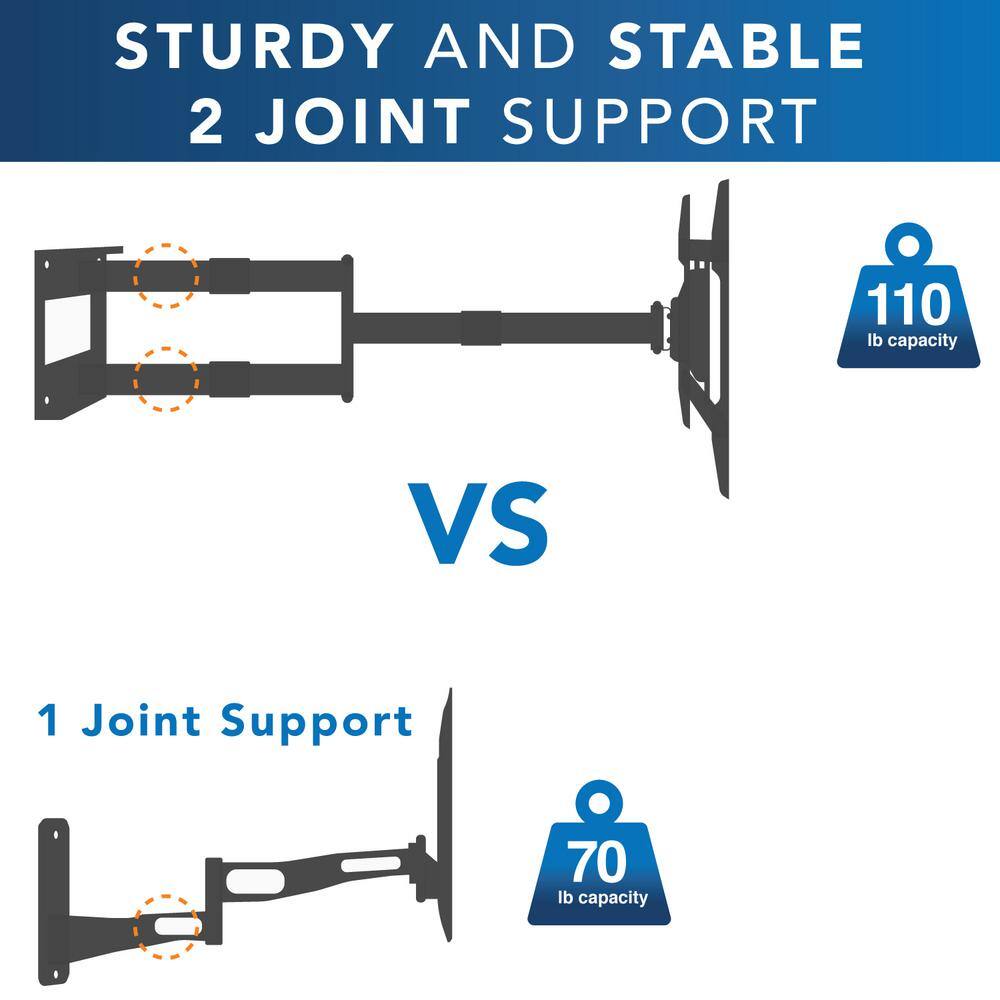mount-it! Full Motion TV Wall Mount with Extra Long Extension for 42 in. to 80 in. Screen Sizes MI-372